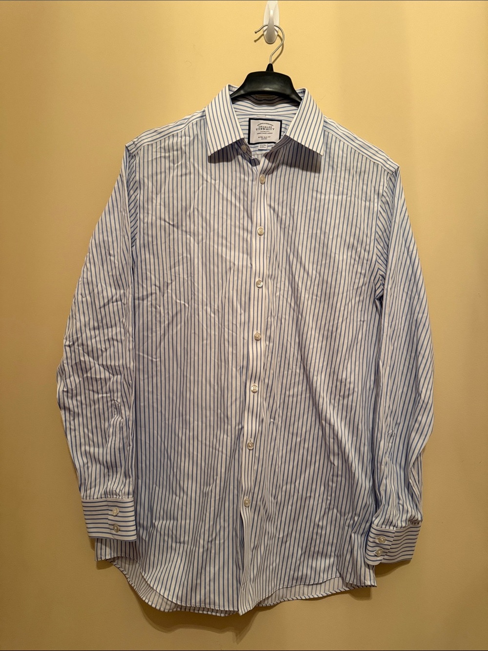 Charles Tyrwhitt‎ Blue and White Pinstripe Dress Shirt Size 16.5/35in.